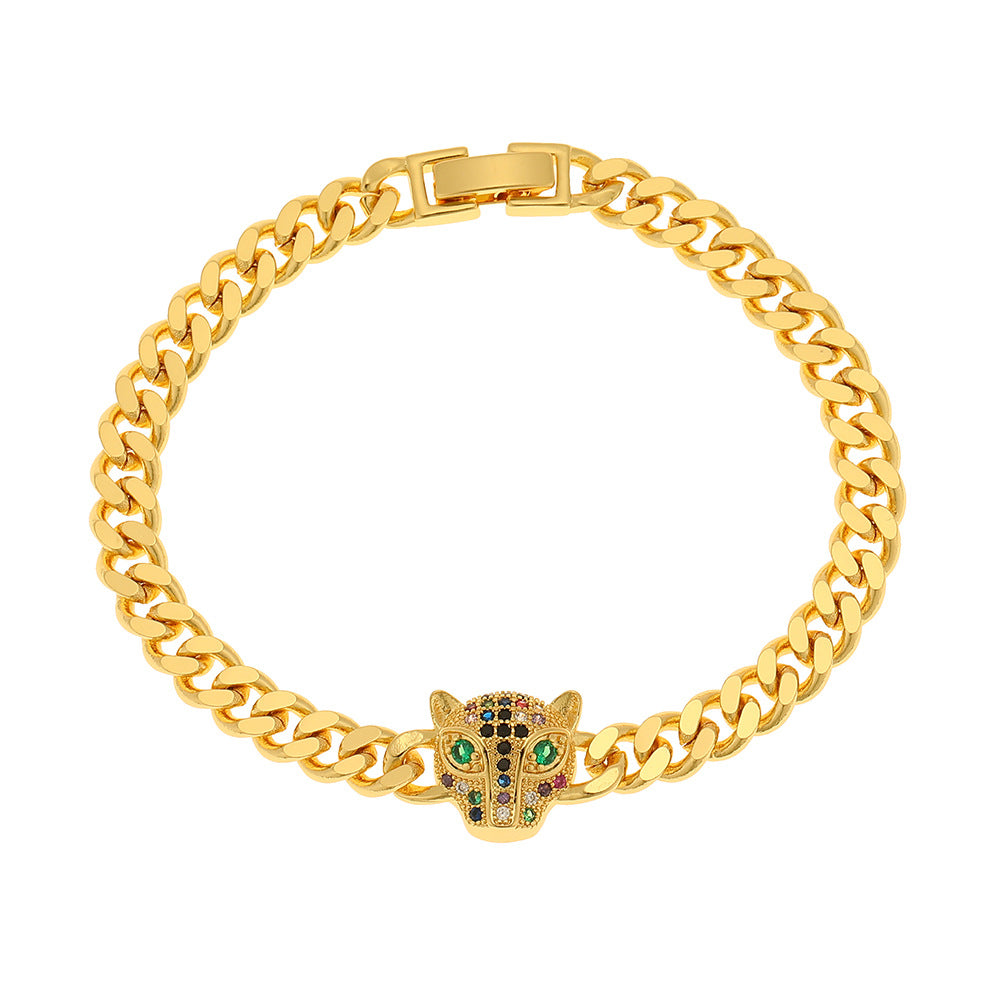 Wholesale Leopard Head Copper Zircon Bracelet